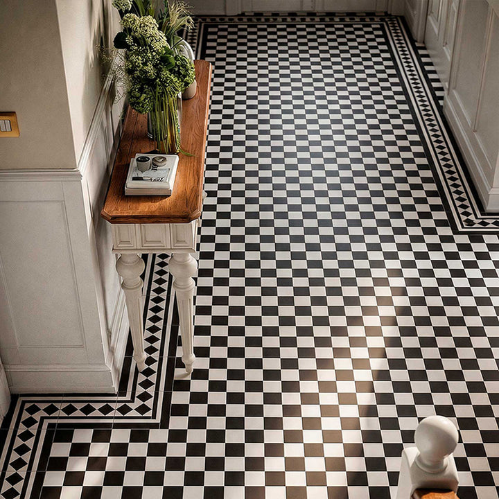 Bristol Black 45.2x45.2 Victorian patterned porcelain tile