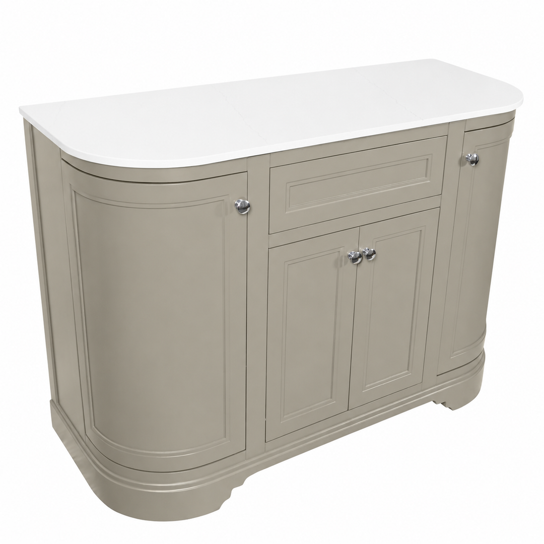 Kingsbury Classic Curve 1200mm Vanity Unit - Sand with Marble Worktop - No Tap Holes