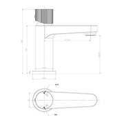Flauto Mini Basin Tap - Black - Technical drawing