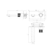 Flauto Wall Mounted Tap - Brushed Brass - Technical drawing