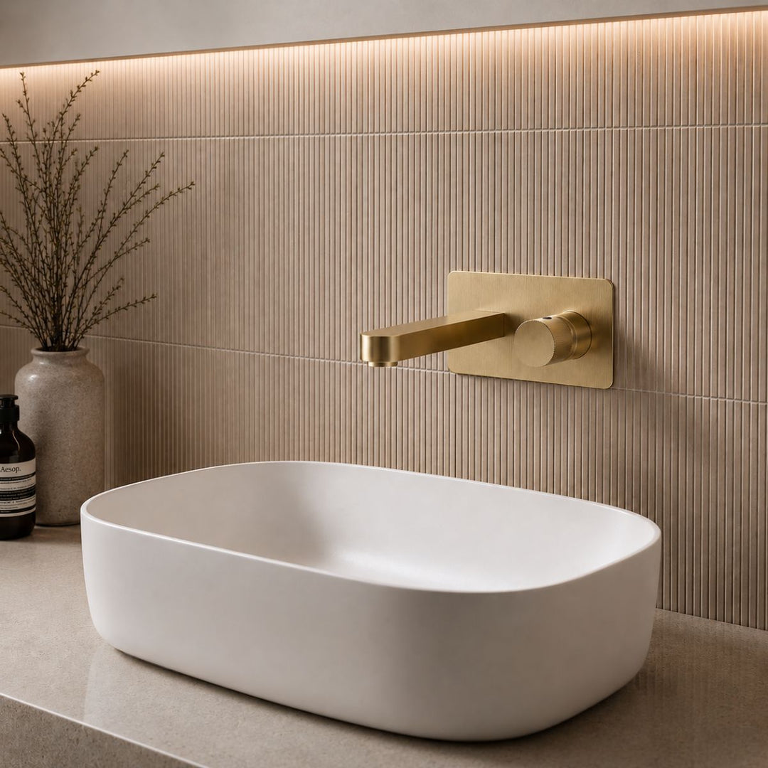 Flauto Wall Mounted Tap - Brushed Brass