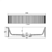 Flauto 360mm Countertop Basin - Brushed Bronze - Technical drawing