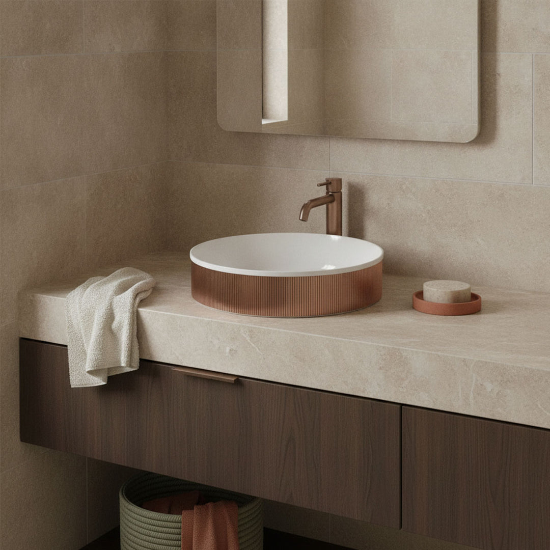 Flauto 360mm Countertop Basin - Brushed Bronze