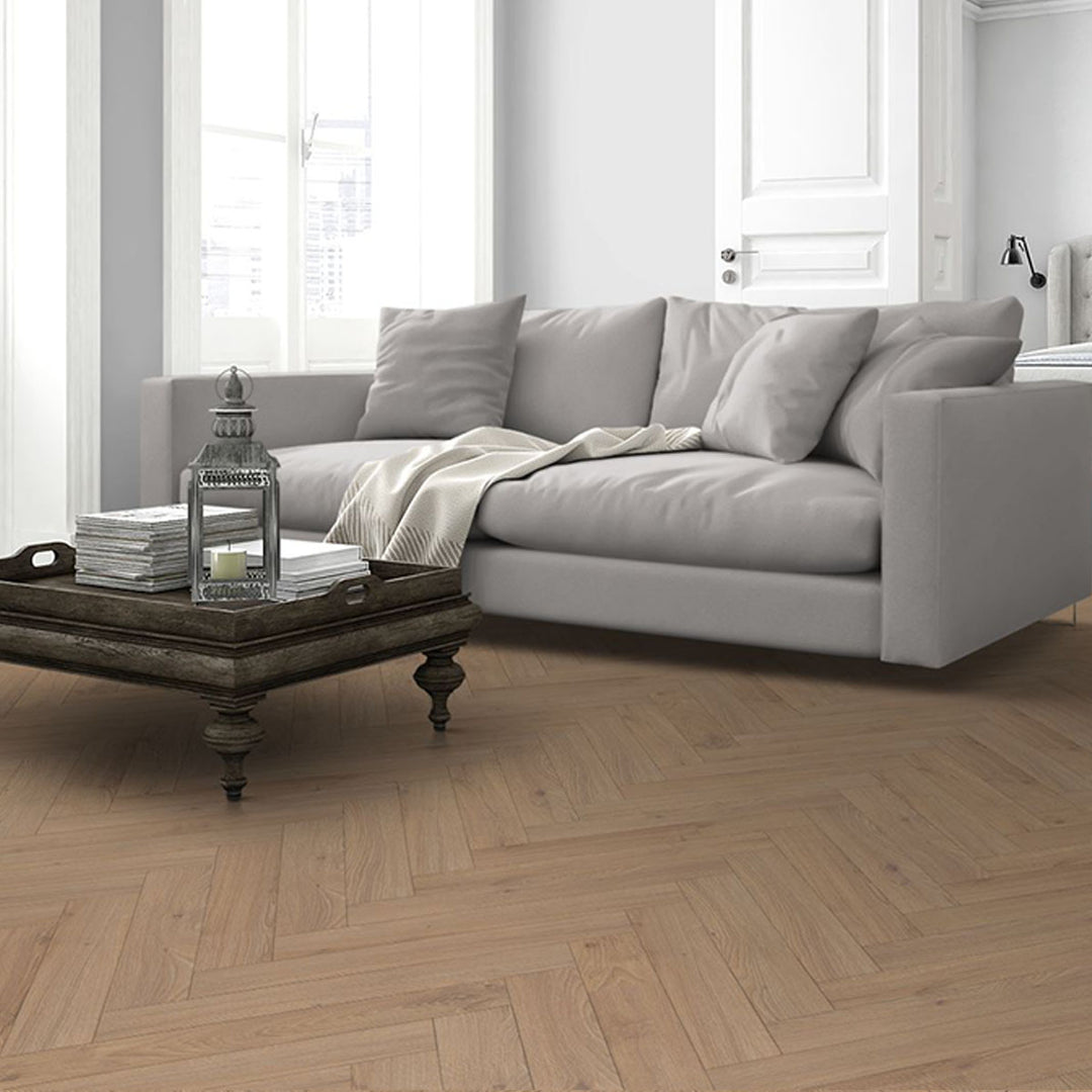 Oregon Oak Herringbone 600mm x 100mm x 12mm Laminate Wooden Flooring