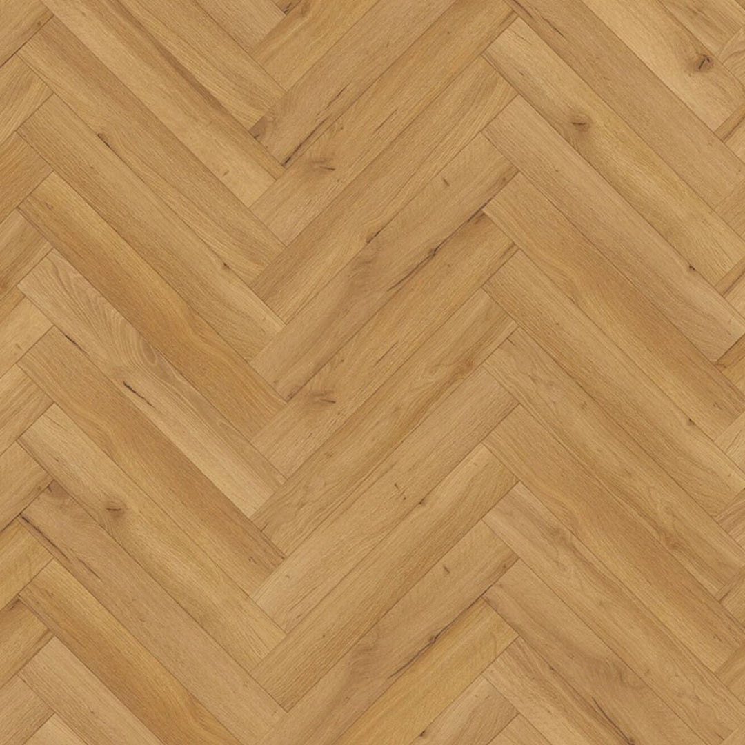 Oak Natural Robust Herringbone 600mm x 100mm x 12mm Laminate Wooden Flooring - 1.92sqm Per Pack