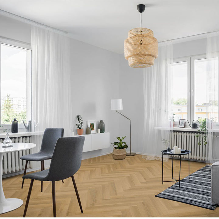 Warren Oak Herringbone 600mm x 100mm x 12mm Laminate Wooden Flooring
