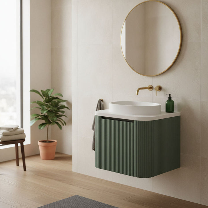 Flauto 600mm Reed Green Vanity Unit with Basin