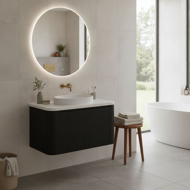 Flauto 900mm Matt Black Vanity Unit with Basin