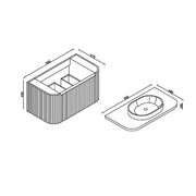 Flauto 900mm Matt Black Vanity Unit with Basin - Technical drawing