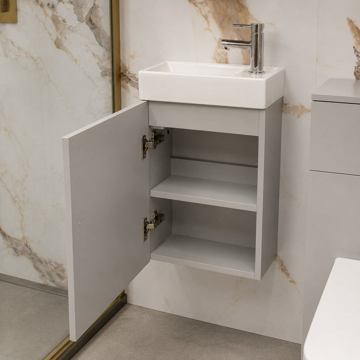 Mito Cloakroom Vanity Pack - Pearl Grey Matt