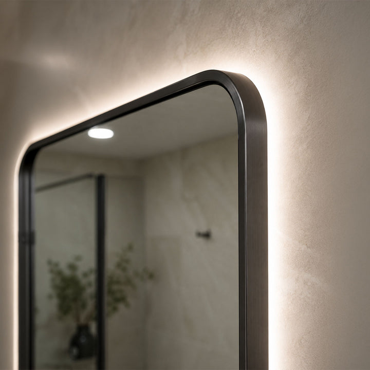 Gun Metal Frame 800 x 600mm Backlit Mirror with Colour Change