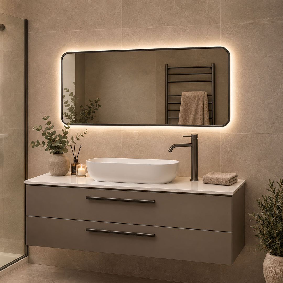 Gun Metal Frame 1200mm x 600mm Backlit LED Mirror with Colour Change
