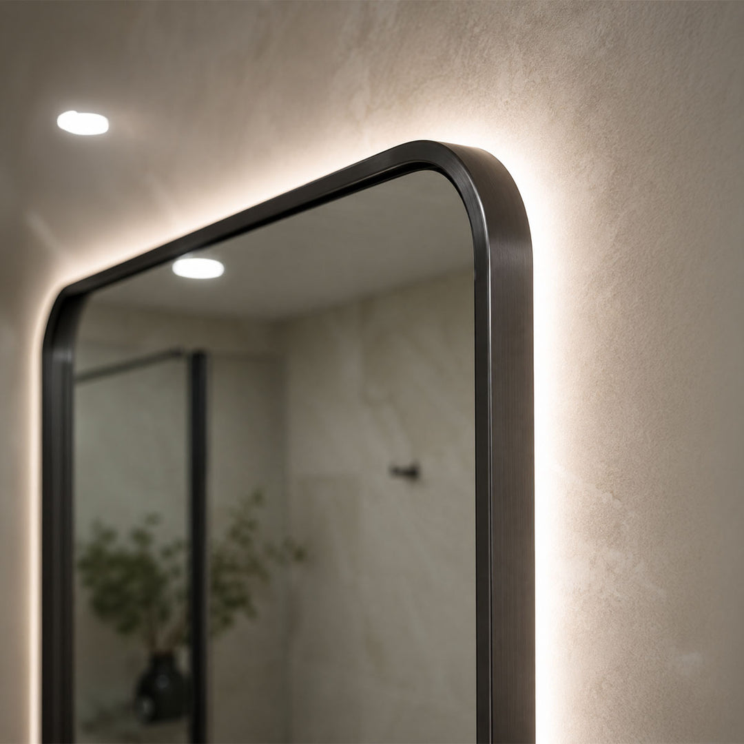 Gun Metal Frame 1200mm x 600mm Backlit LED Mirror with Colour Change