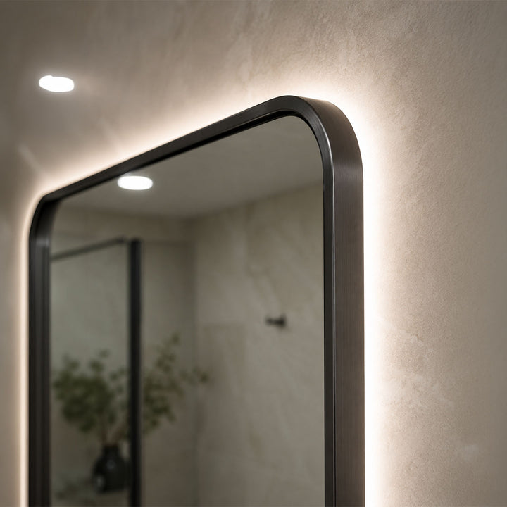 Gun Metal Frame 1200mm x 600mm Backlit LED Mirror with Colour Change