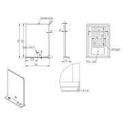 Eliseo Ricci Sync 700 x 500mm LED Mirror with Wireless Phone & Toothbrush Charging Shelf - Technical drawing