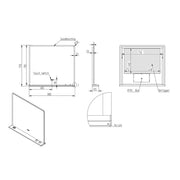 Eliseo Ricci Sync 700 x 800mm LED Mirror with Wireless Phone & Toothbrush Charging Shelf - Technical drawing