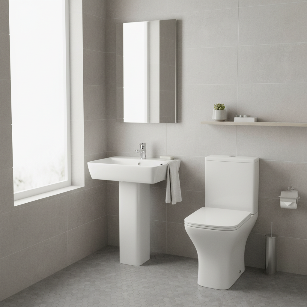 Modern Square Basin, Toilet & Tap Pack – Bathshack