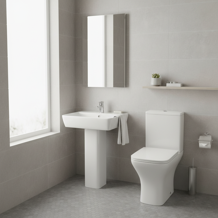 Modern Square Basin, Toilet &amp; Tap Pack