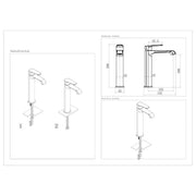 Eliseo Ricci Daytona Tall Mono Basin Mixer - Chrome - Technical drawing
