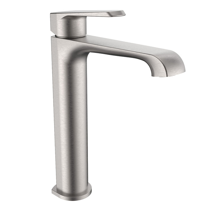 Eliseo Ricci Daytona tall mono basin mixer tap in brushed nickel finish