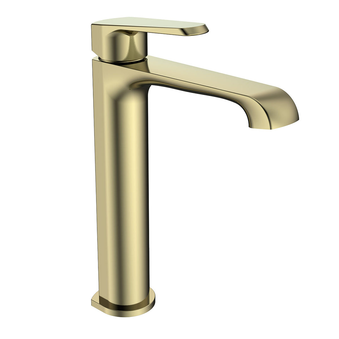 Eliseo Ricci Daytona tall mono basin mixer tap in brushed brass finish