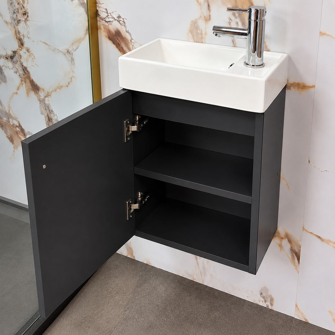 Mito Wall Hung Vanity &amp; Tall Boy Pack - Charcoal Gloss