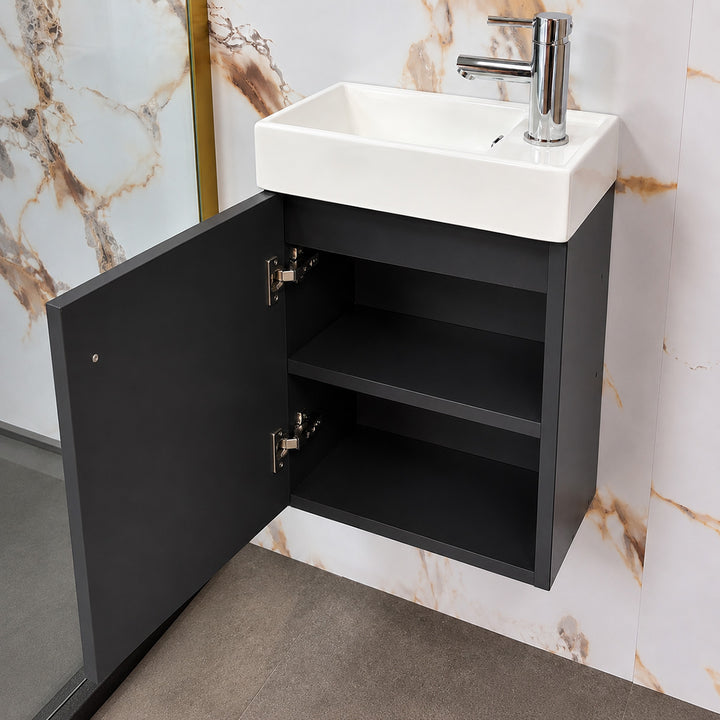 Mito Wall Hung Vanity &amp; Tall Boy Pack - Charcoal Gloss