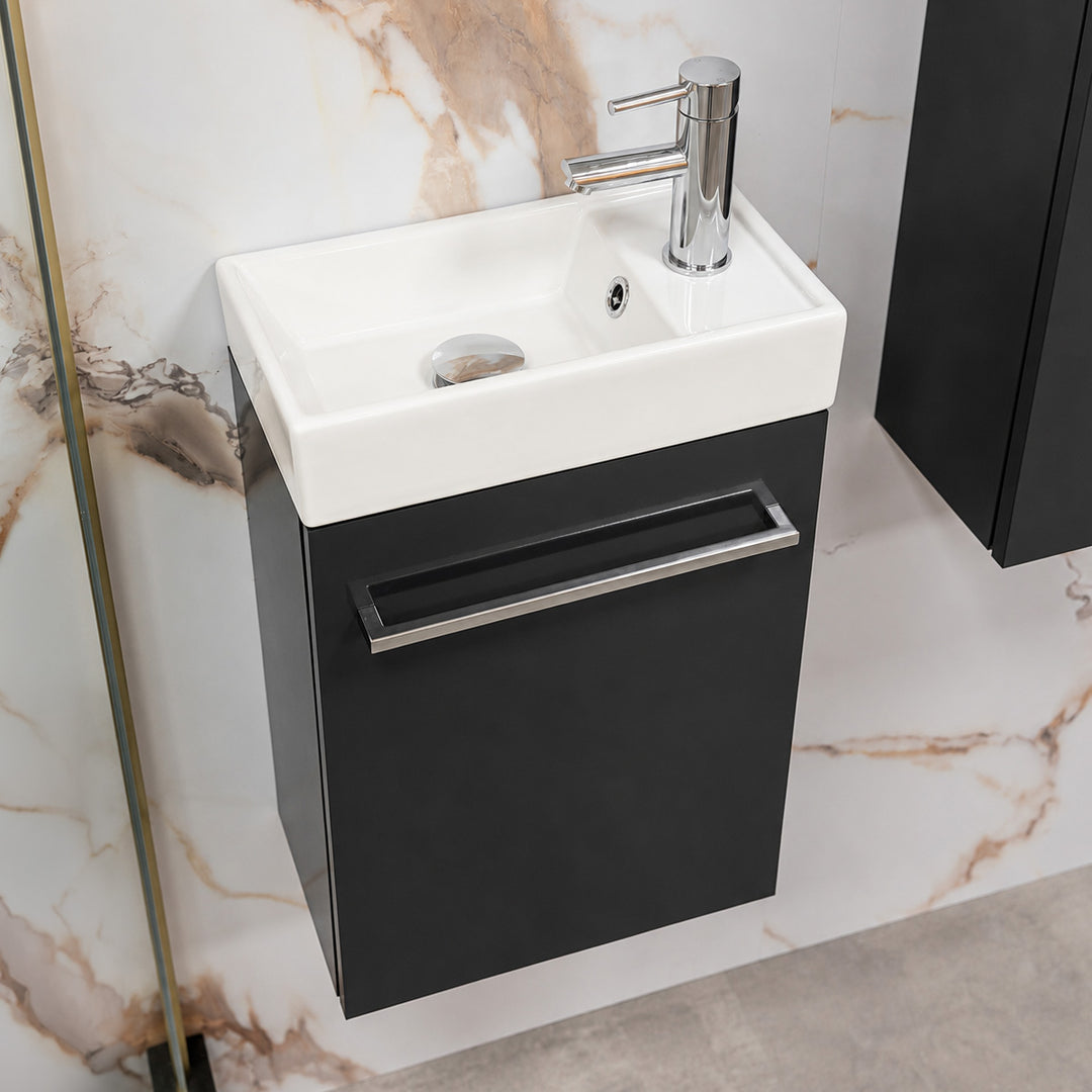 Mito Wall Hung Vanity &amp; Tall Boy Pack - Charcoal Gloss