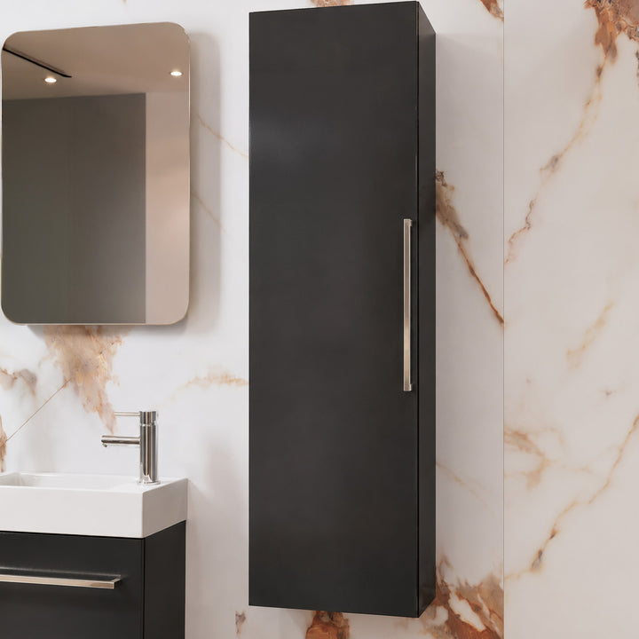Mito Wall Hung Vanity &amp; Tall Boy Pack - Charcoal Gloss