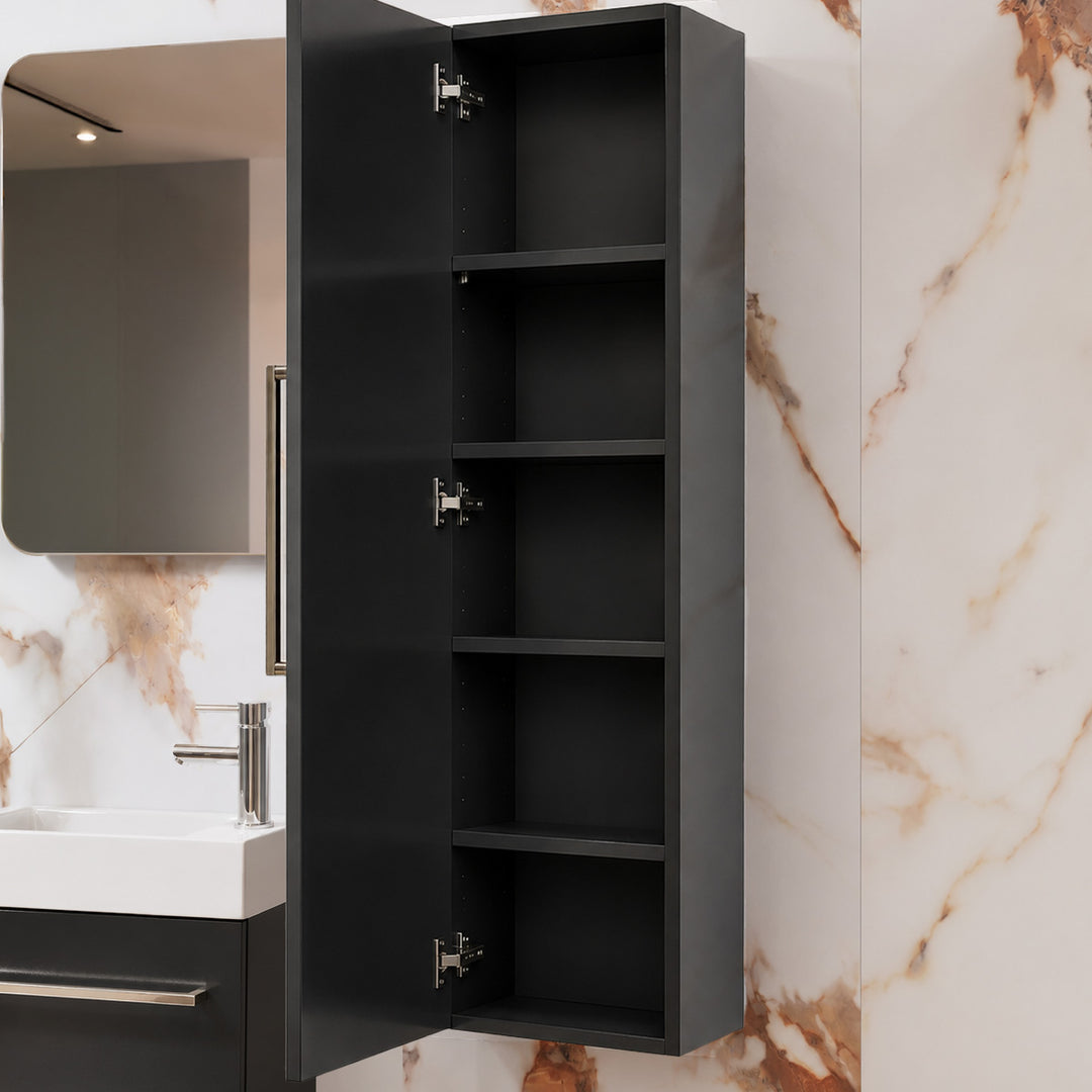 Mito Wall Hung Vanity &amp; Tall Boy Pack - Charcoal Gloss