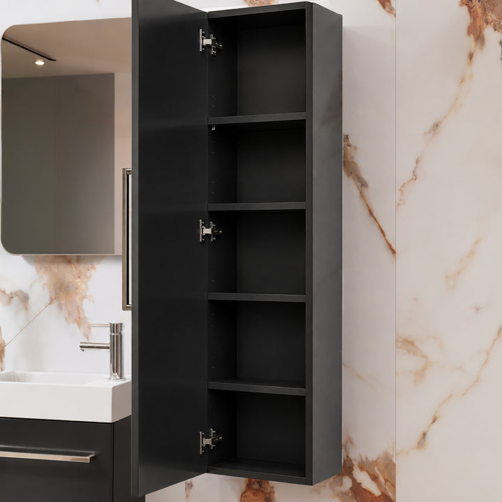 Mito Wall Hung Vanity &amp; Tall Boy Pack - Charcoal Gloss