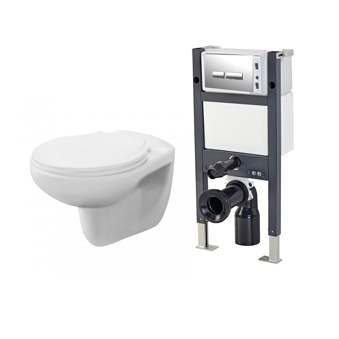 Nuie Melbourne Wall Hung Toilet with 82cm Wall Hung Frame and Chrome Flush Plate