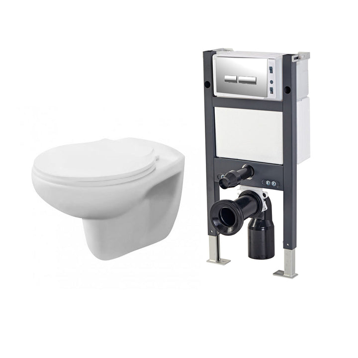 Nuie Melbourne Wall Hung Toilet with 82cm Wall Hung Frame and Chrome Flush Plate