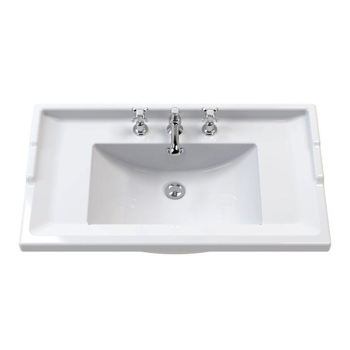 Hudson reed 3 tap hole 1000mm traditional White rectangular basin 