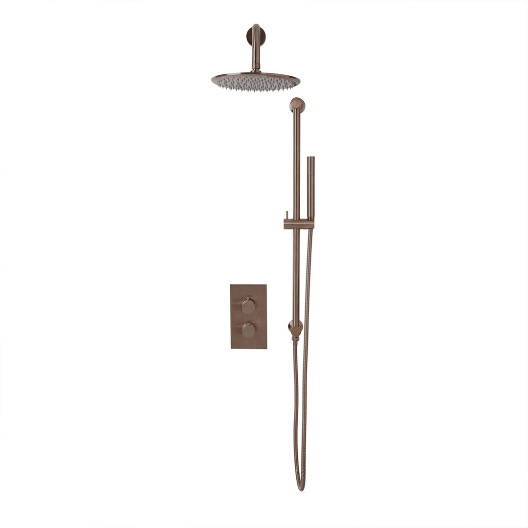 Eliseo Ricci Exclusiv Round Handle Head & Handset Riser Kit - Brushed Bronze