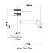 Exclusiv Mono Basin Mixer - Brushed Nickel - Technical drawing
