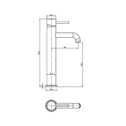 Exclusiv Tall Mono Basin Mixer - Brushed Nickel - Technical drawing