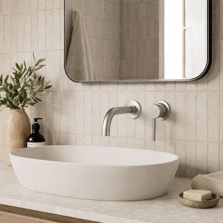 Exclusiv Wall Mounted Basin Mixer - Brushed Nickel