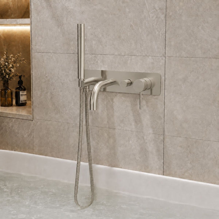 Exclusiv Wall Mounted Bath Shower Mixer - Brushed Nickel