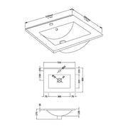 Minimalist Thin Edge Basin - 500mm - Technical drawing