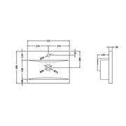 Minimalist Mid Edge Basin - 500mm - Technical drawing