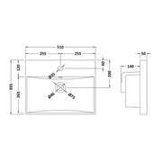 Modern Thin Edge Basin - 500mm - Technical drawing
