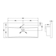 Modern Thin Edge Basin - 800mm - Technical drawing