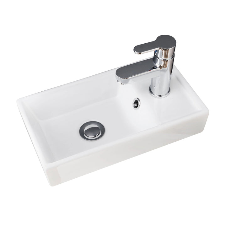 White compact 400mm ceramic vanity basin