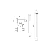 Round Shower Outlet, Hose and Head - Technical drawing