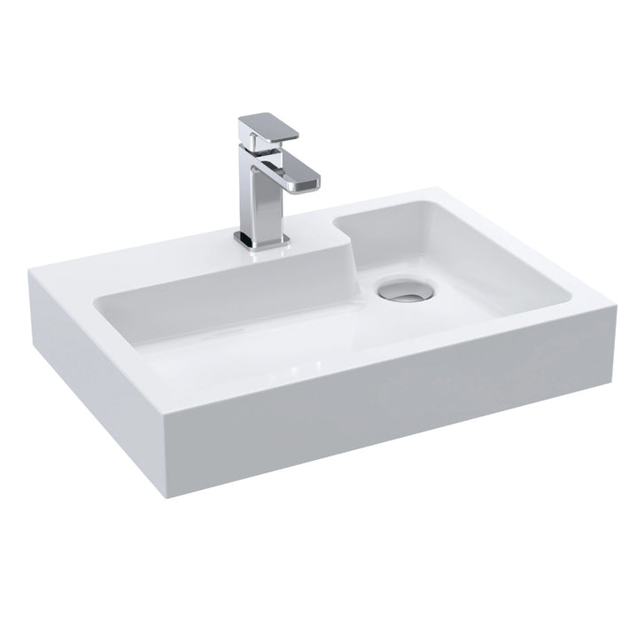 Contemporary compact L-shaped vanity basin 