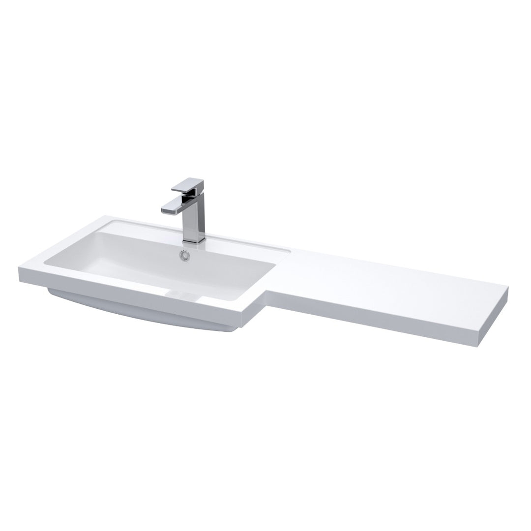 Nuie 1100mm polymarble  l-shaped left hand vanity basin 