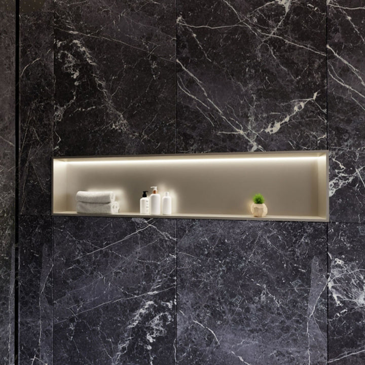 RAK INGOT 300mm x 1200mm Recessed Niche with LED Brushed Nickel