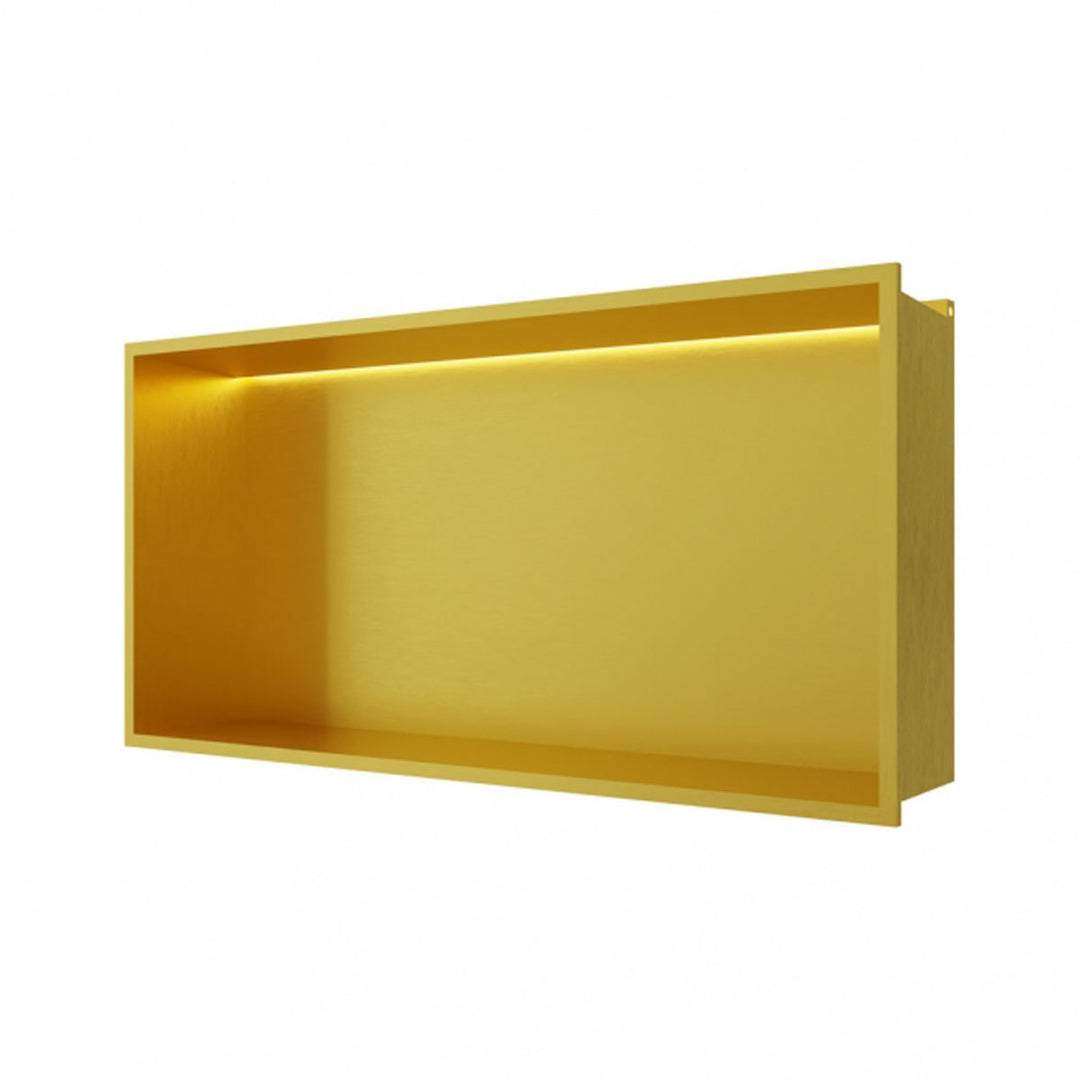 RAK INGOT 300mm x 600mm Recessed Niche with LED Brushed Gold