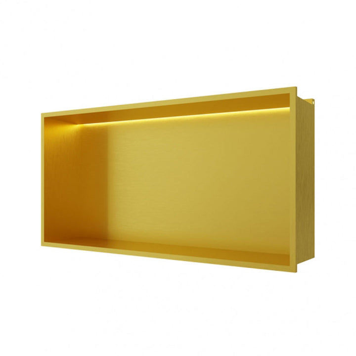 RAK INGOT 300mm x 600mm Recessed Niche with LED Brushed Gold